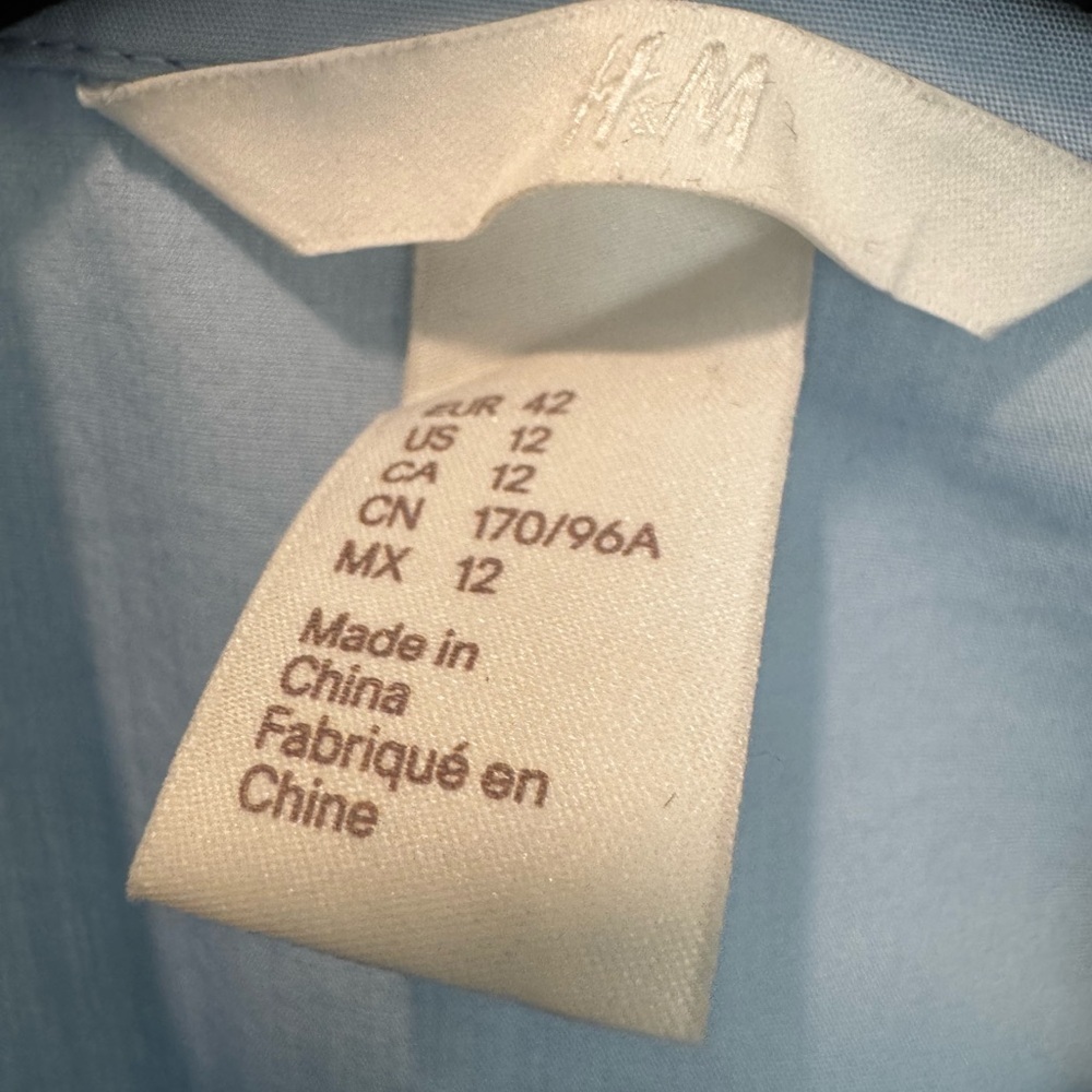 👔 H&M Light Blue 100% Cotton Shirt – Size 12 - Picture 4 of 5